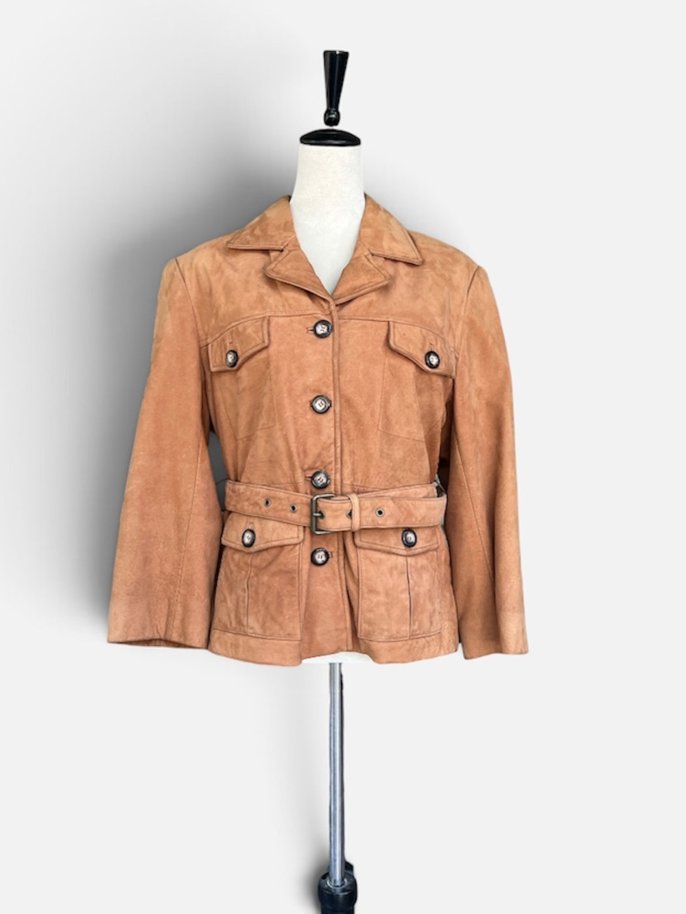 Georgetown Leather Design Belted Leather Field Jacket in Tan Size Small
